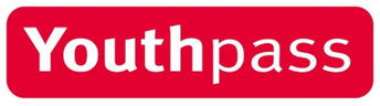 Youthpass-logo punaisella pohjalla.